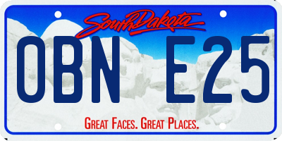 SD license plate 0BNE25