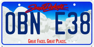 SD license plate 0BNE38