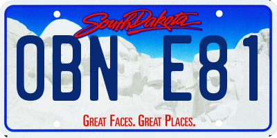 SD license plate 0BNE81