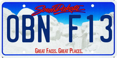 SD license plate 0BNF13
