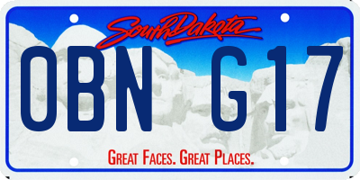 SD license plate 0BNG17