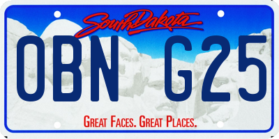 SD license plate 0BNG25
