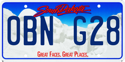 SD license plate 0BNG28