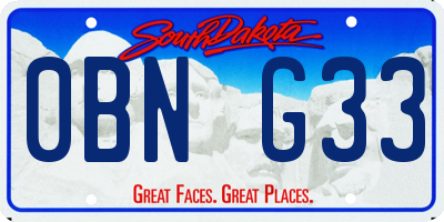 SD license plate 0BNG33
