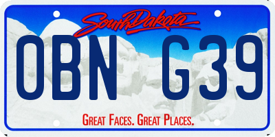 SD license plate 0BNG39