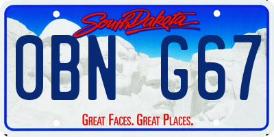 SD license plate 0BNG67