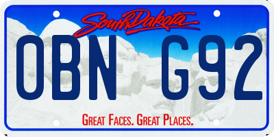 SD license plate 0BNG92