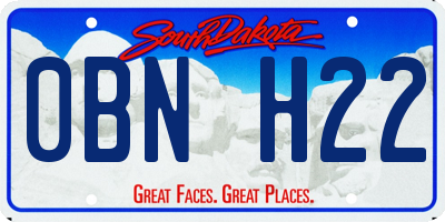 SD license plate 0BNH22