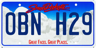 SD license plate 0BNH29