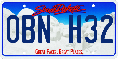 SD license plate 0BNH32