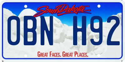 SD license plate 0BNH92