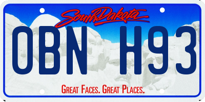 SD license plate 0BNH93