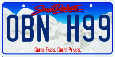 SD license plate 0BNH99