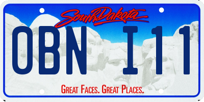 SD license plate 0BNI11