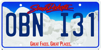SD license plate 0BNI31