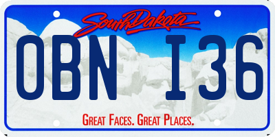 SD license plate 0BNI36