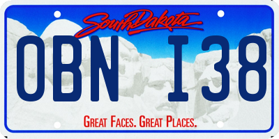 SD license plate 0BNI38