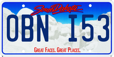 SD license plate 0BNI53