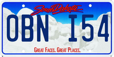 SD license plate 0BNI54