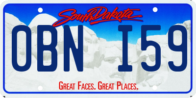 SD license plate 0BNI59