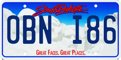 SD license plate 0BNI86