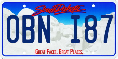 SD license plate 0BNI87