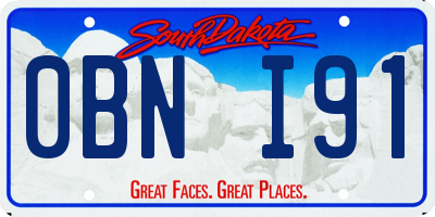 SD license plate 0BNI91