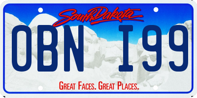 SD license plate 0BNI99