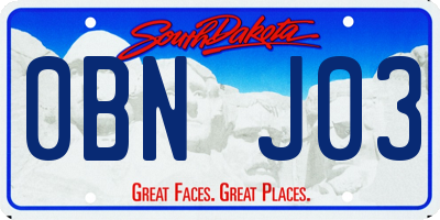 SD license plate 0BNJ03
