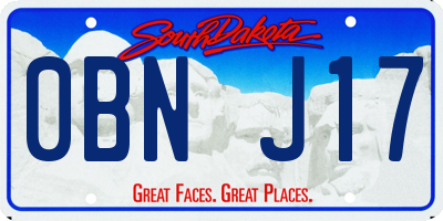 SD license plate 0BNJ17