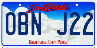 SD license plate 0BNJ22