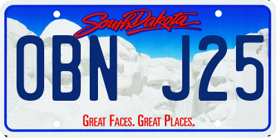 SD license plate 0BNJ25