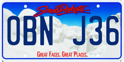 SD license plate 0BNJ36