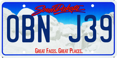 SD license plate 0BNJ39