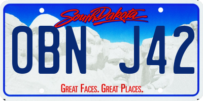 SD license plate 0BNJ42