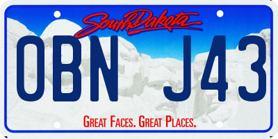 SD license plate 0BNJ43