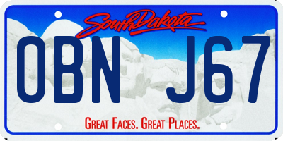 SD license plate 0BNJ67