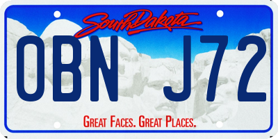 SD license plate 0BNJ72