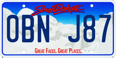 SD license plate 0BNJ87