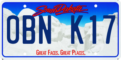SD license plate 0BNK17