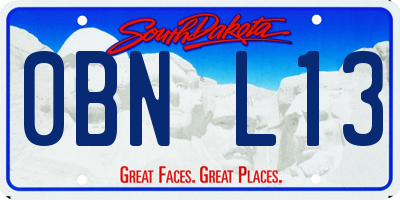 SD license plate 0BNL13