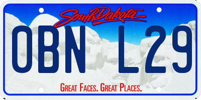 SD license plate 0BNL29