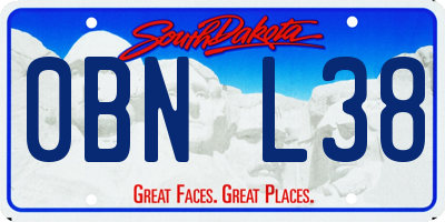 SD license plate 0BNL38