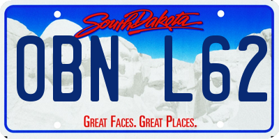 SD license plate 0BNL62