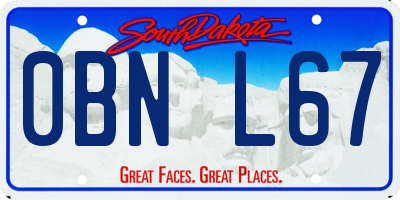 SD license plate 0BNL67