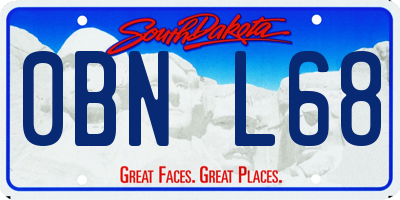 SD license plate 0BNL68