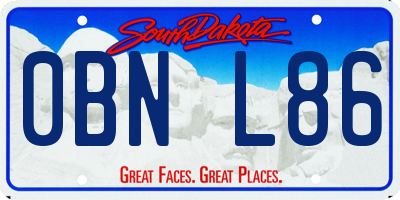 SD license plate 0BNL86