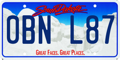 SD license plate 0BNL87
