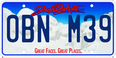 SD license plate 0BNM39