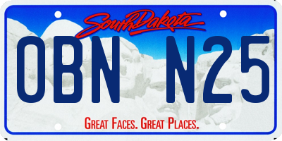 SD license plate 0BNN25